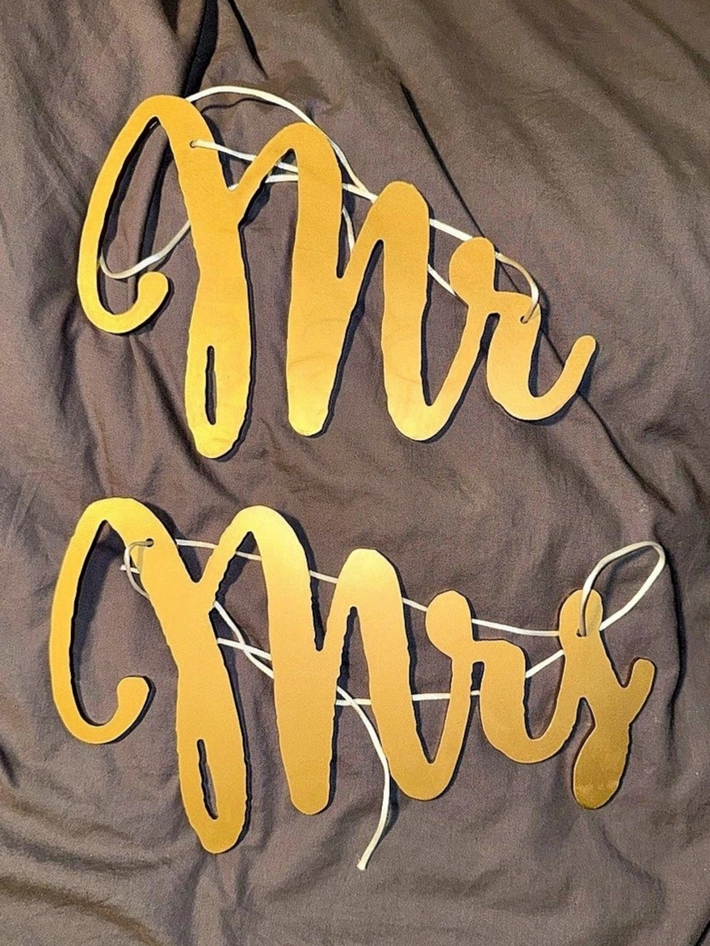Mr and Mrs Gold Sign Bride and Groom Chair Signs